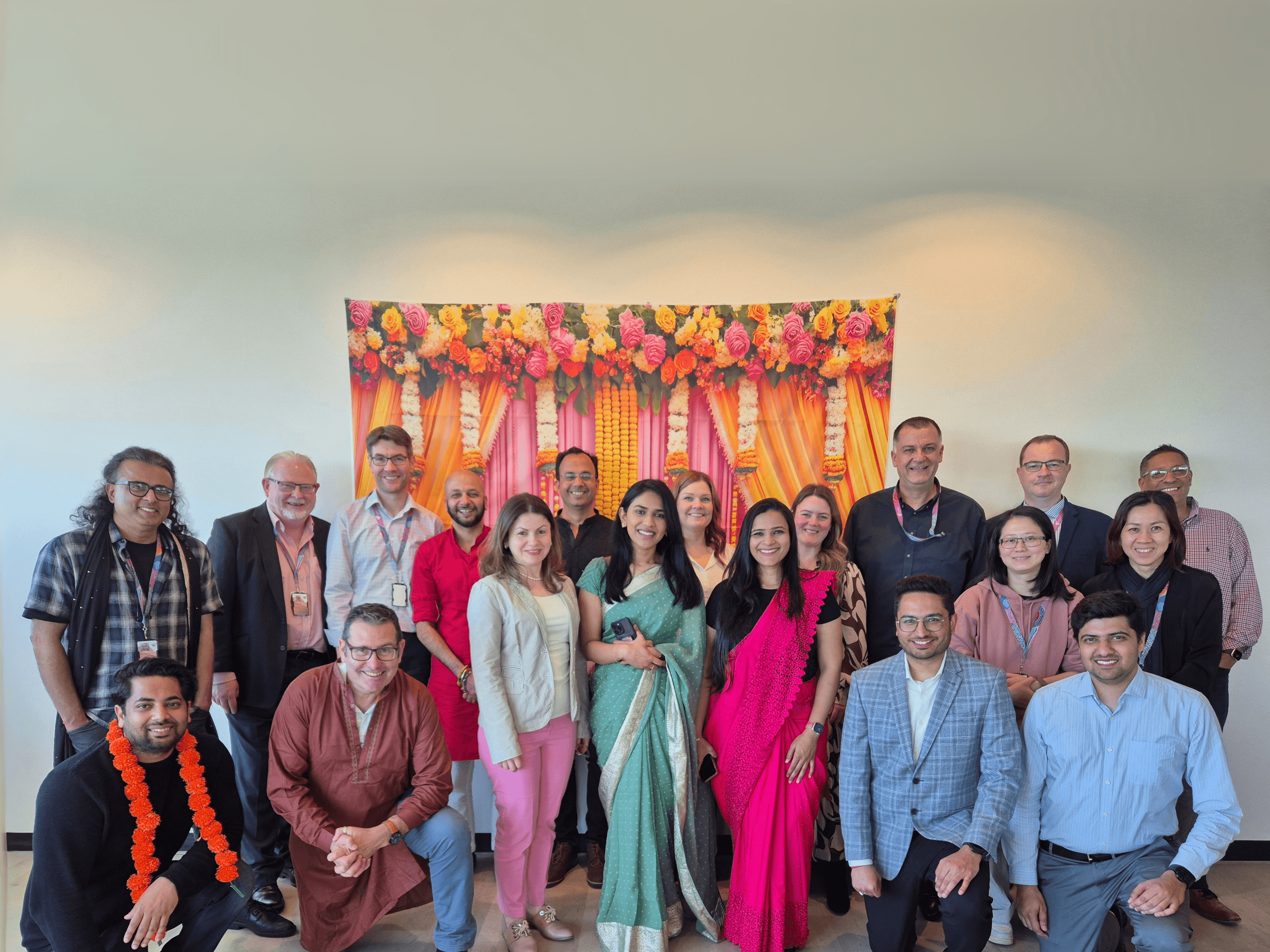 A group of people celebrate Diwali